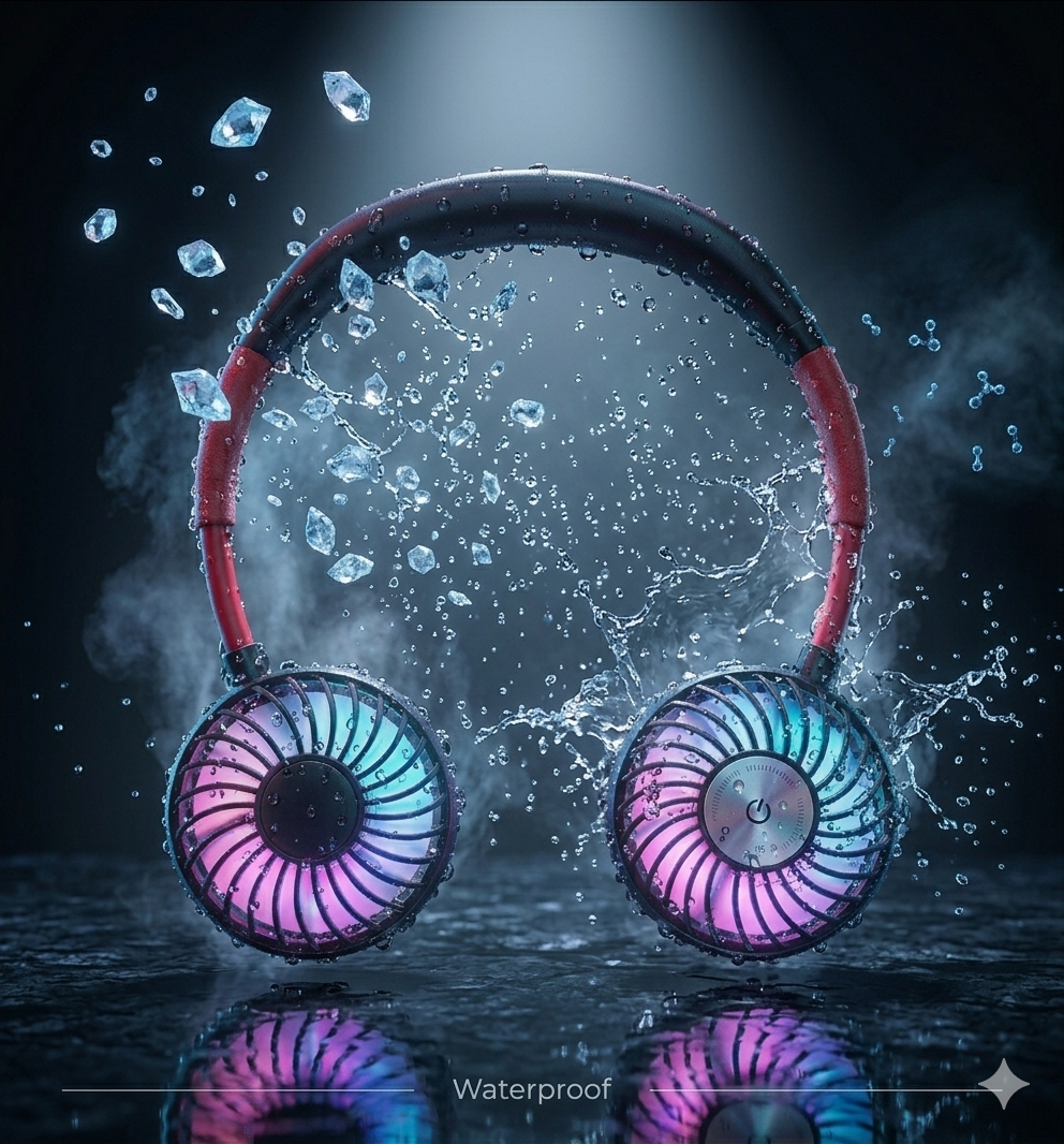 RGB Waterproof Neck Fan with LED Lights