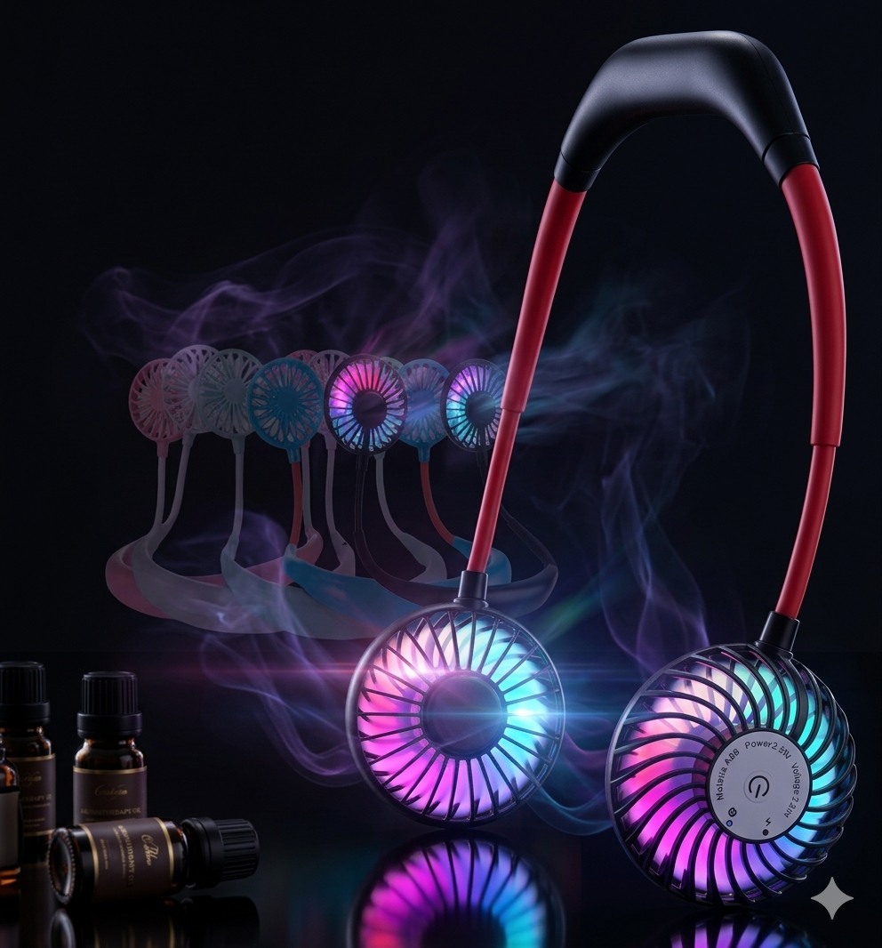 RGB Waterproof Neck Fan with LED Lights