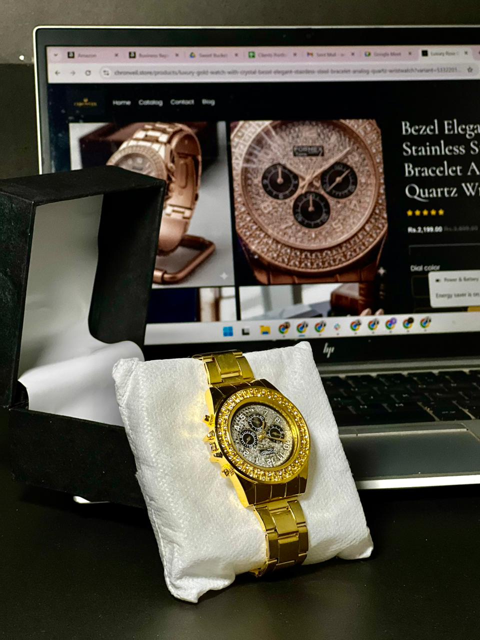 ChronVeil Crystal Bezel | Gold & Silver Watch