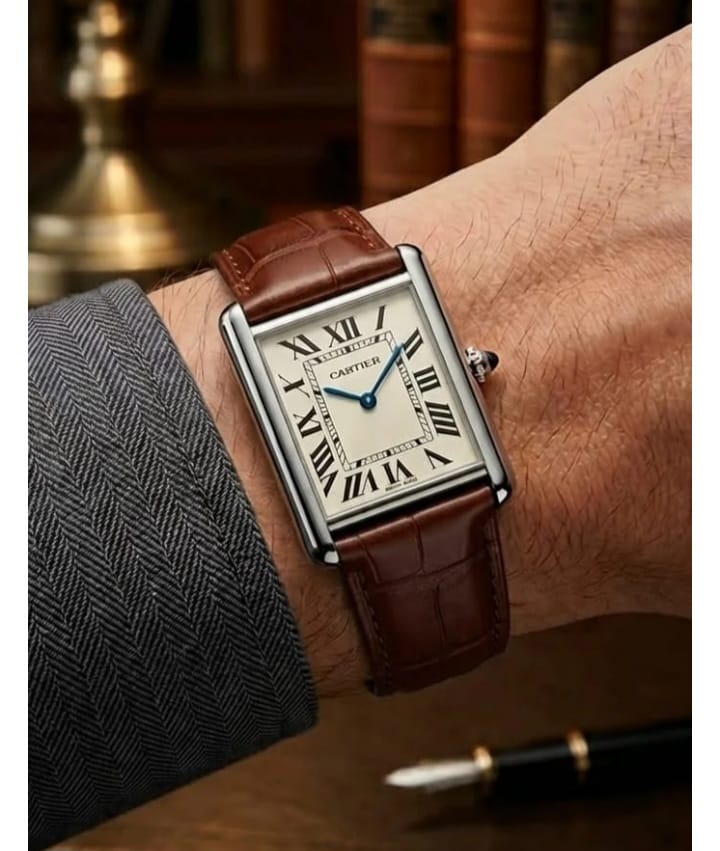 Cartier Tank Old Money Look with leather strap