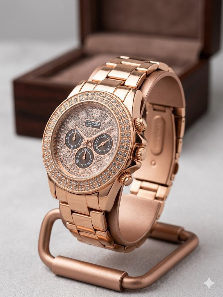 ChronVeil Crystal Bezel | Gold & Silver Watch