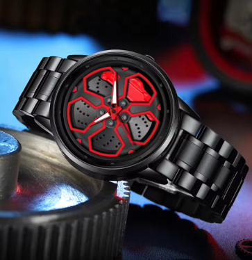 Wheel Spinner Sport Watch – Black & Red