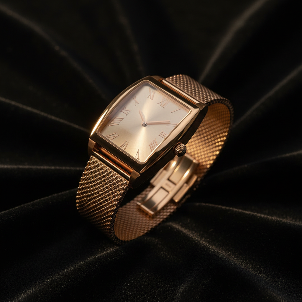 Rose Gold Watch - Dark Velvet