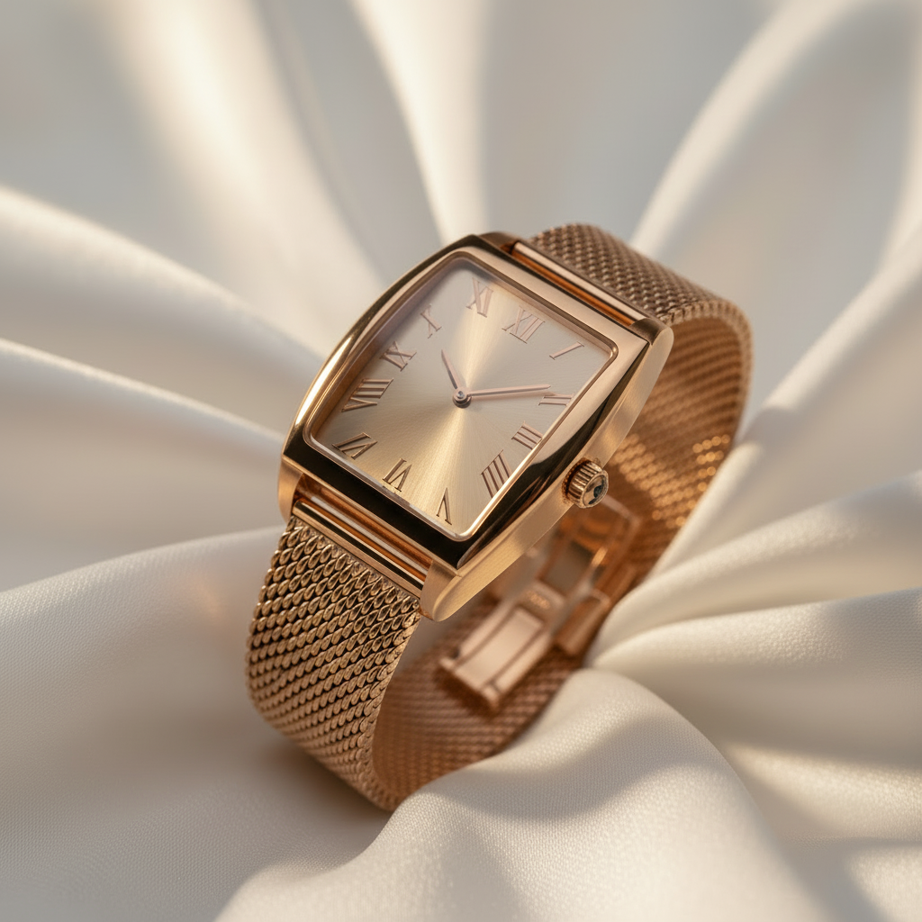 Rose Gold Watch - White Silk