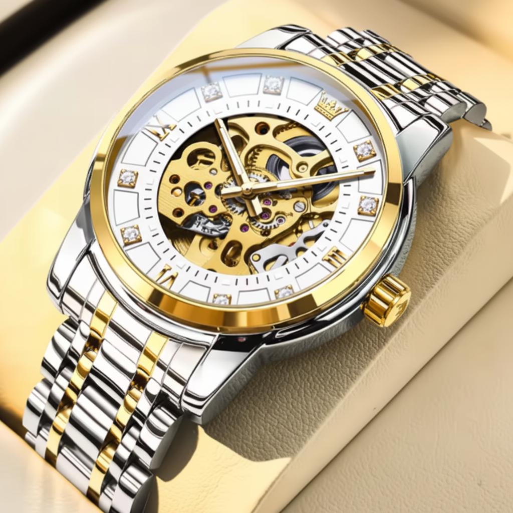 Two-Tone Skeleton Watch - No Logo
